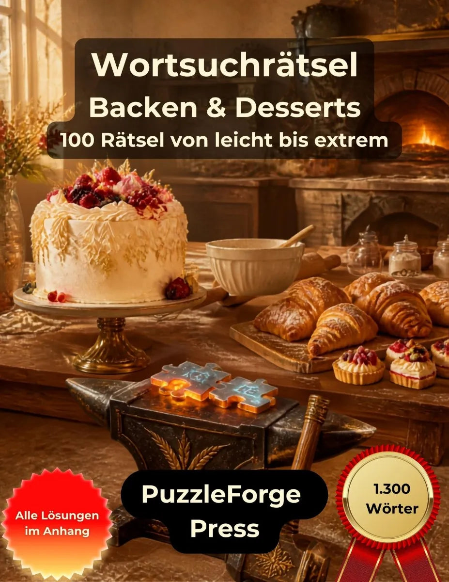 Cover: Wortsuchrätsel - Backen und Desserts (E-Book) von PuzzleForge Press