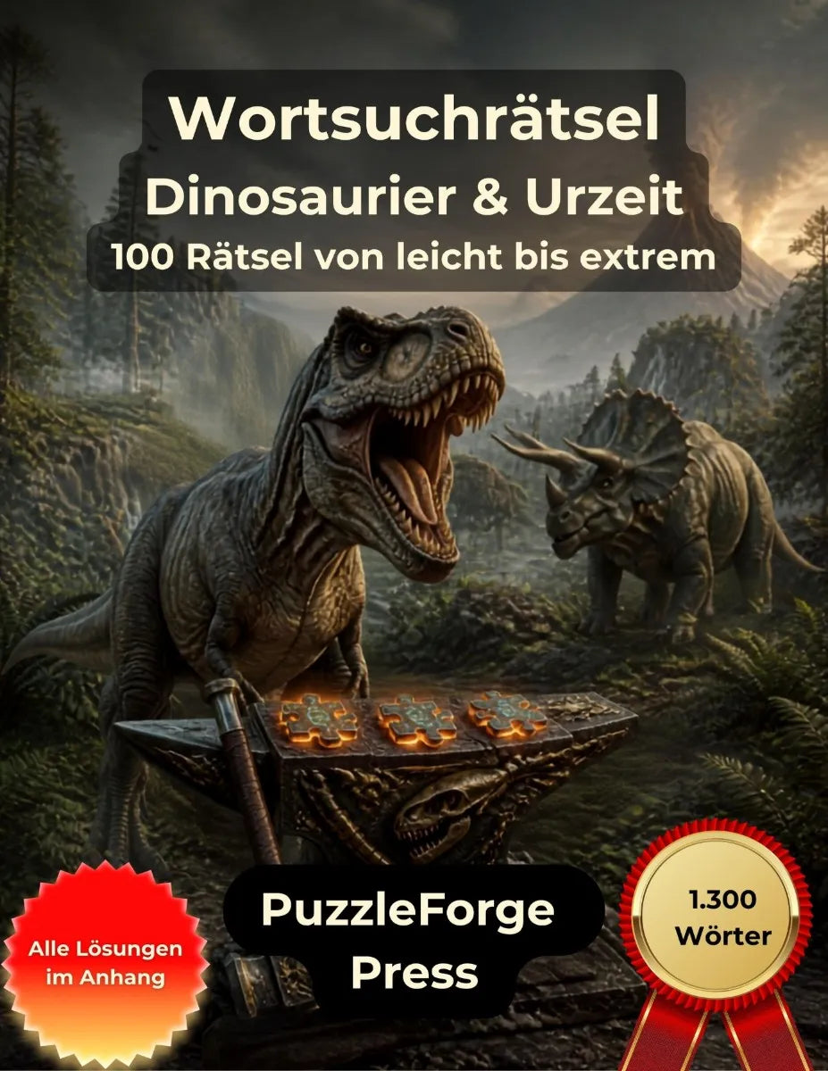 Cover: Wortsuchrätsel - Dinosaurier und Urzeit (E-Book) von PuzzleForge Press