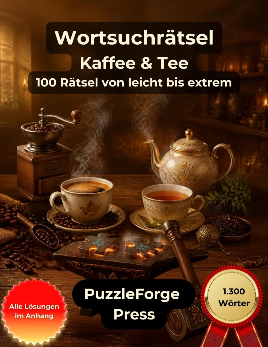 Cover: Wortsuchrätsel - Kaffee und Tee (E-Book) von PuzzleForge Press