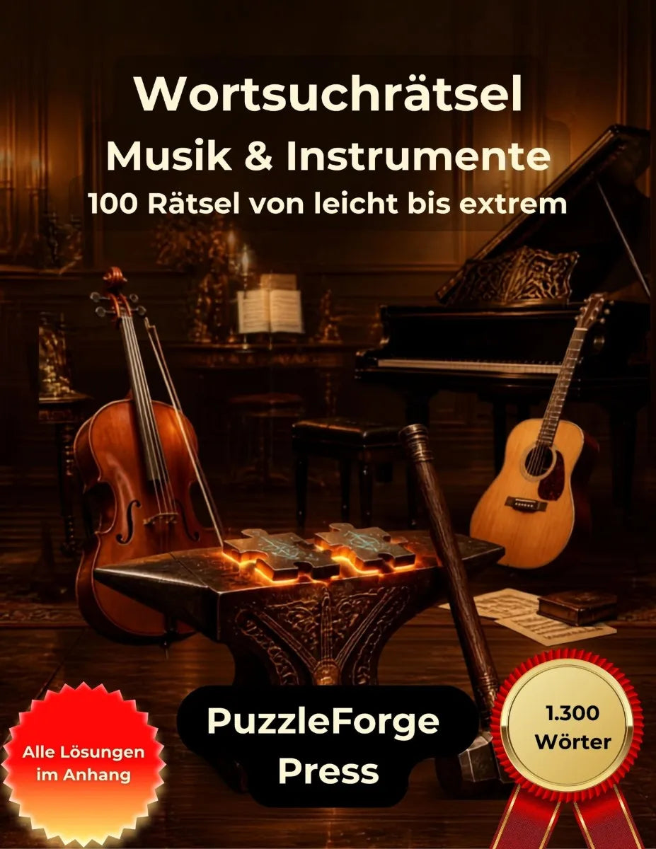 Cover: Wortsuchrätsel - Musik und Instrumente (E-Book) von PuzzleForge Press