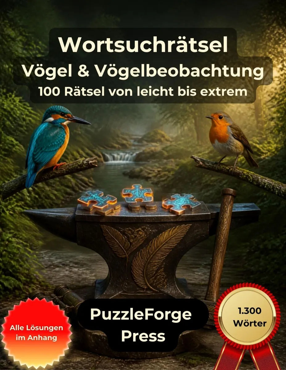 Cover: Wortsuchrätsel - Vögel und Vogelbeobachtung (E-Book) von PuzzleForge Press