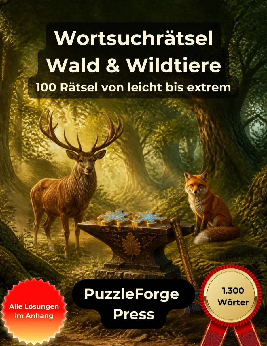Cover: Wortsuchrätsel - Wald und Wildtiere (E-Book) von PuzzleForge Press