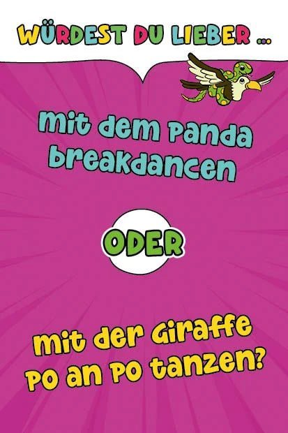 Kartenspiel: Würdest du lieber...? Nashornstarke Fragen für Kids mit DIKKA – Ansicht
