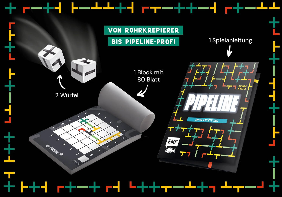 Würfelspiel: Pipeline – Wer schafft die besten Verbindungen? – Ansicht