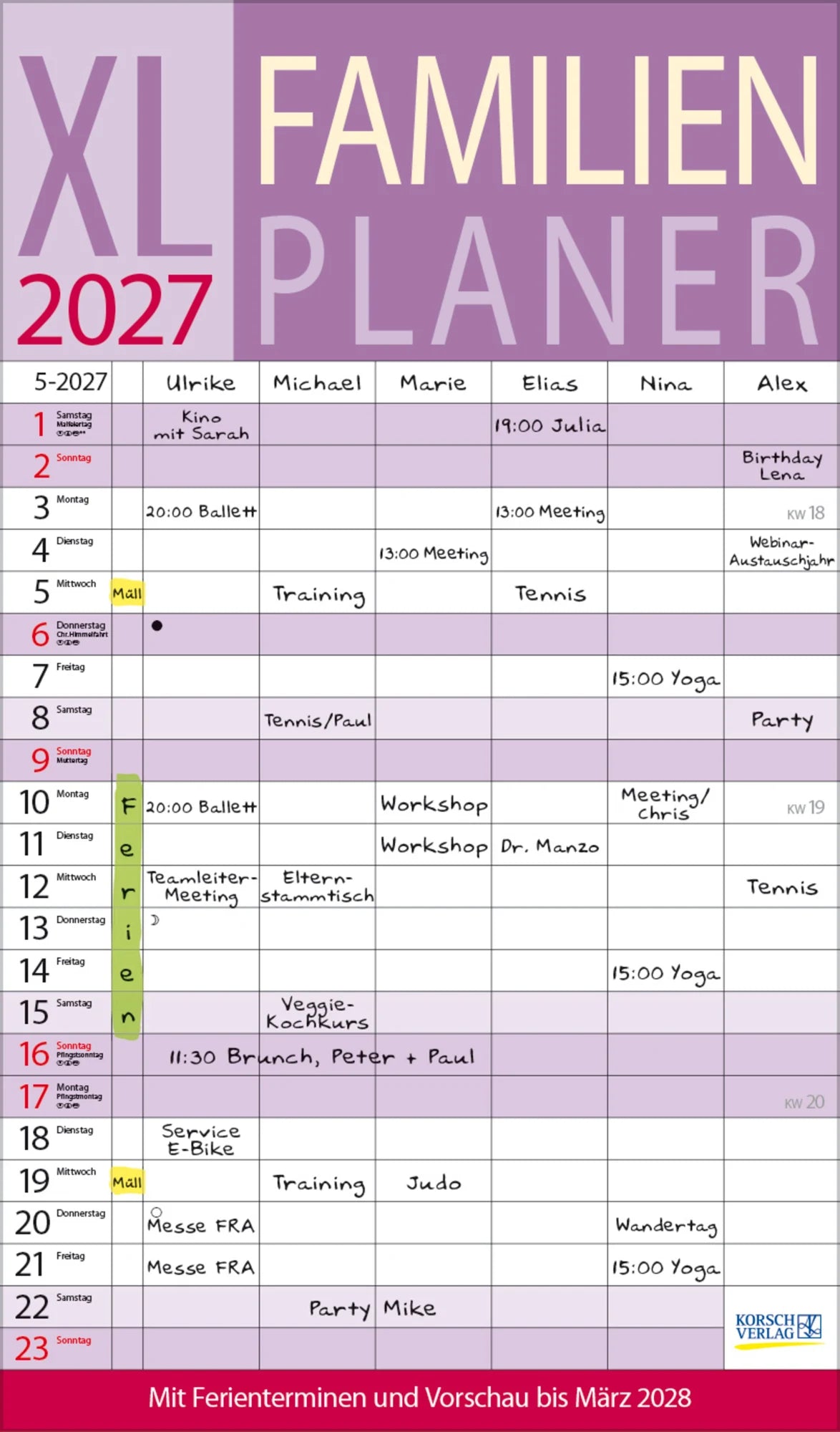 Familienplaner: XL Familienplaner 2027