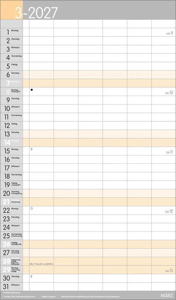 XL Familienplaner Pastell 2027 – Ansicht