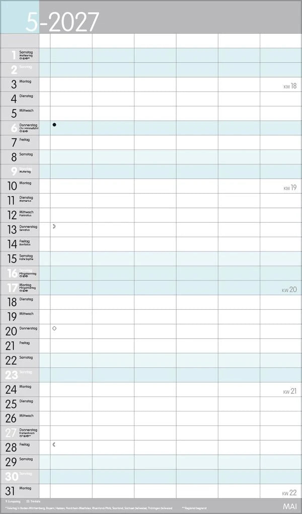 XL Familienplaner Pastell 2027 – Ansicht
