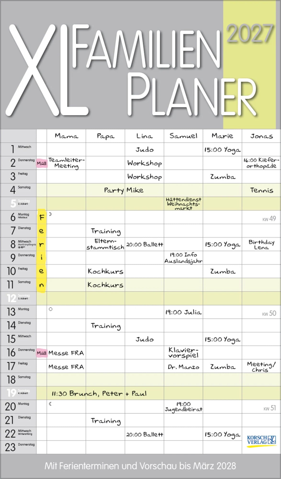 Familienplaner: XL Familienplaner Pastell 2027