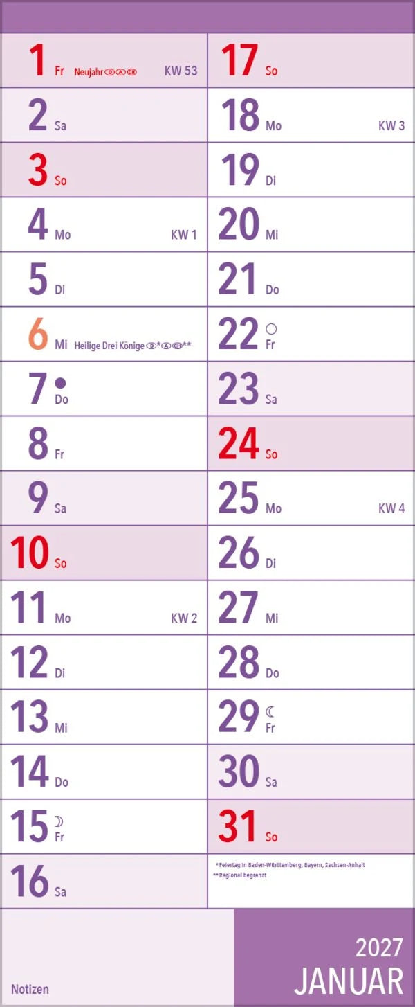 XL Planer Großdruck 2027 – Ansicht