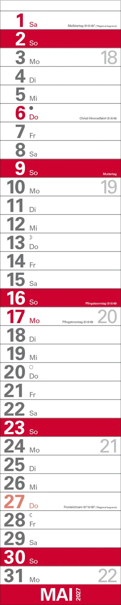 XXL Planer Großdruck rot 2027 – Ansicht