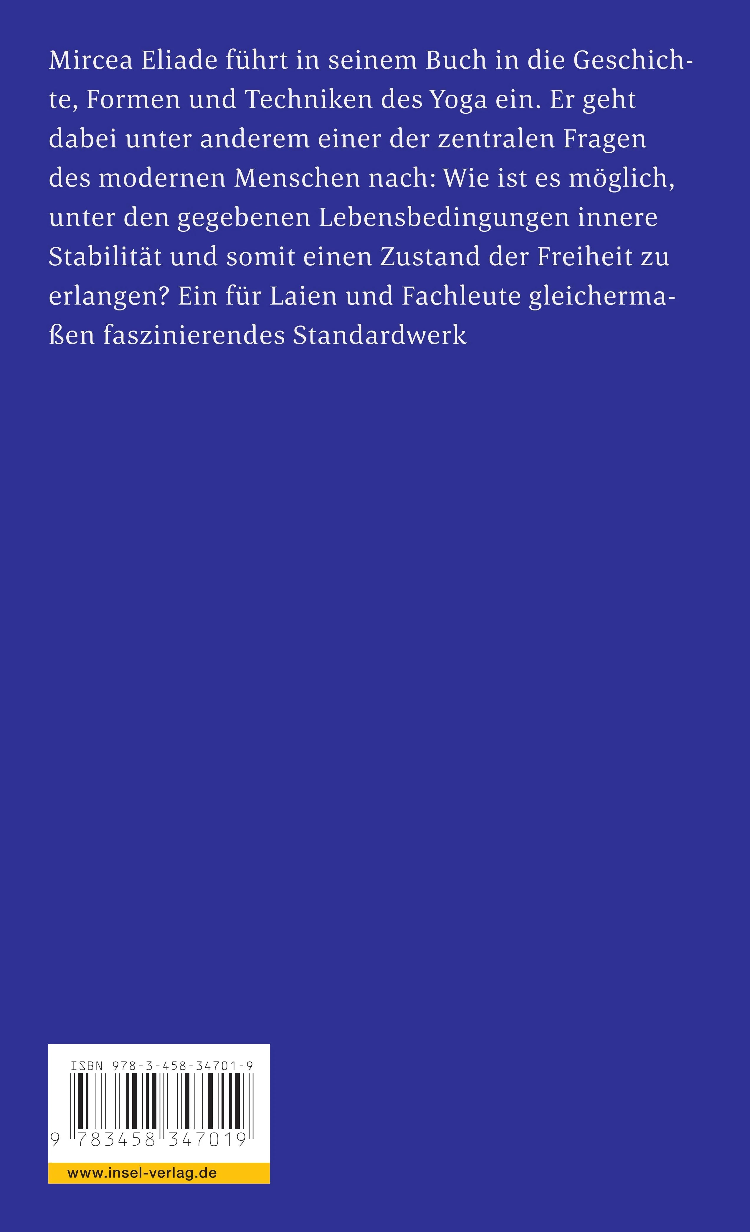 Buchrückseite von 'Yoga' mit Klappentext - Taschenbuch