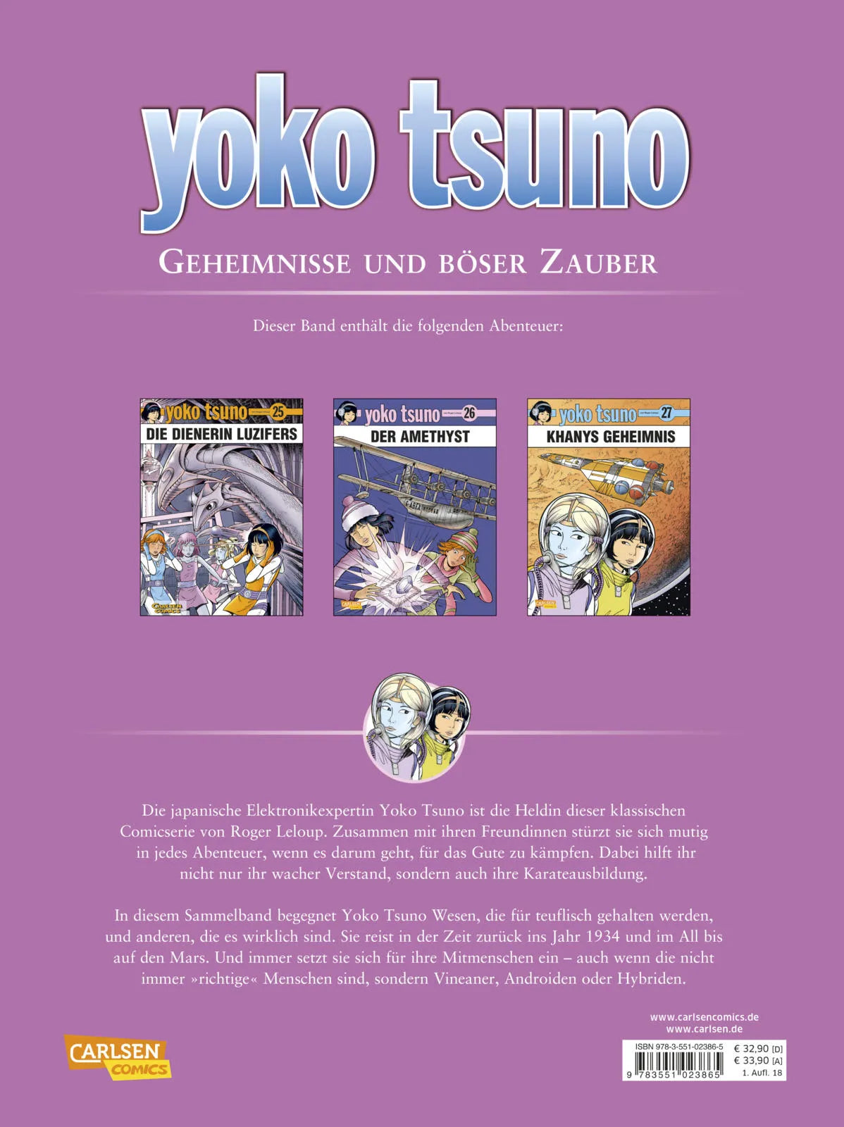 Buchrückseite von 'Yoko Tsuno Sammelbände 9: Geheimnisse und böser Zauber' mit Klappentext - Gebundene Ausgabe