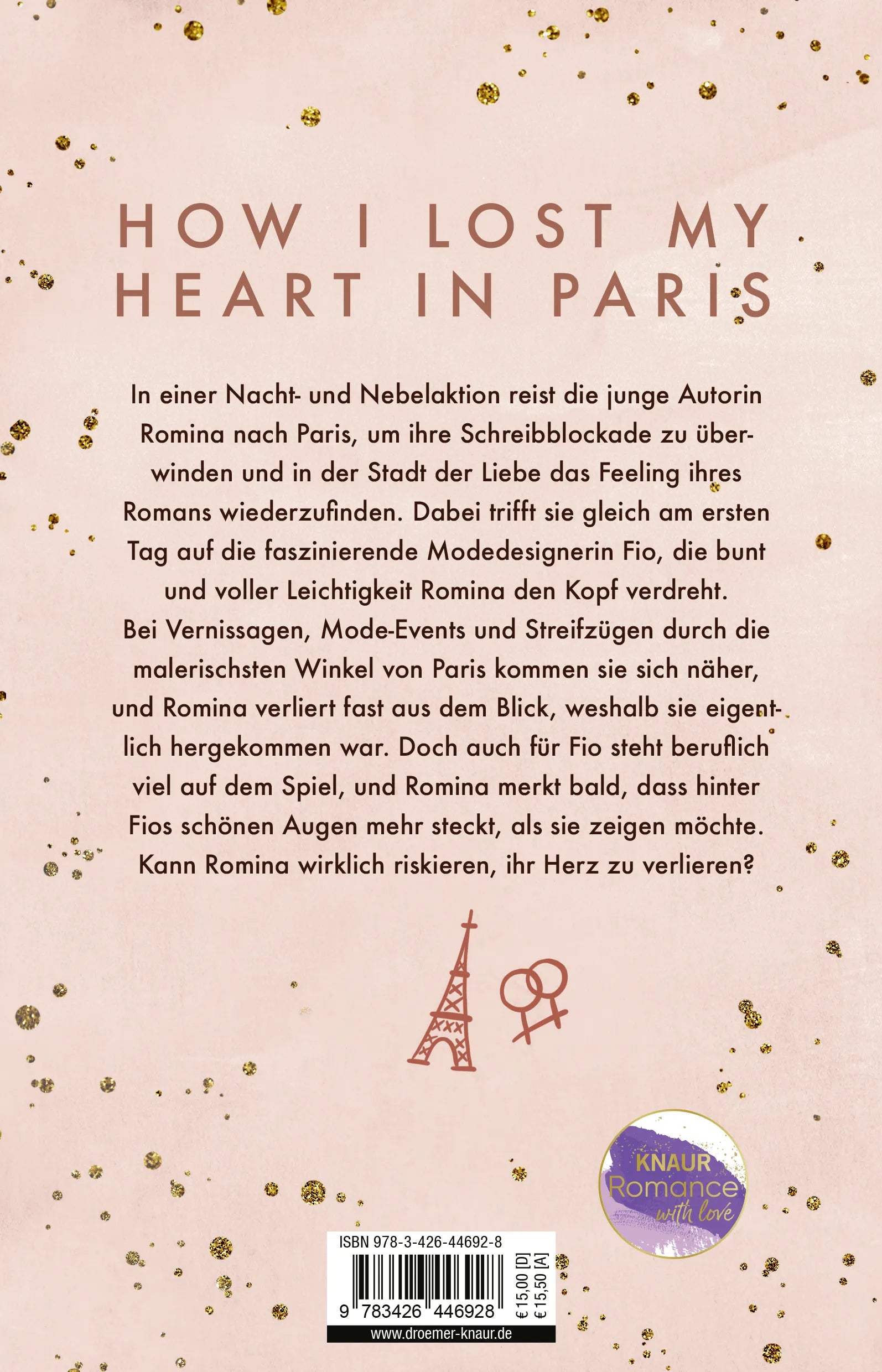 Buchrückseite von 'You found me in Paris' mit Klappentext - Paperback