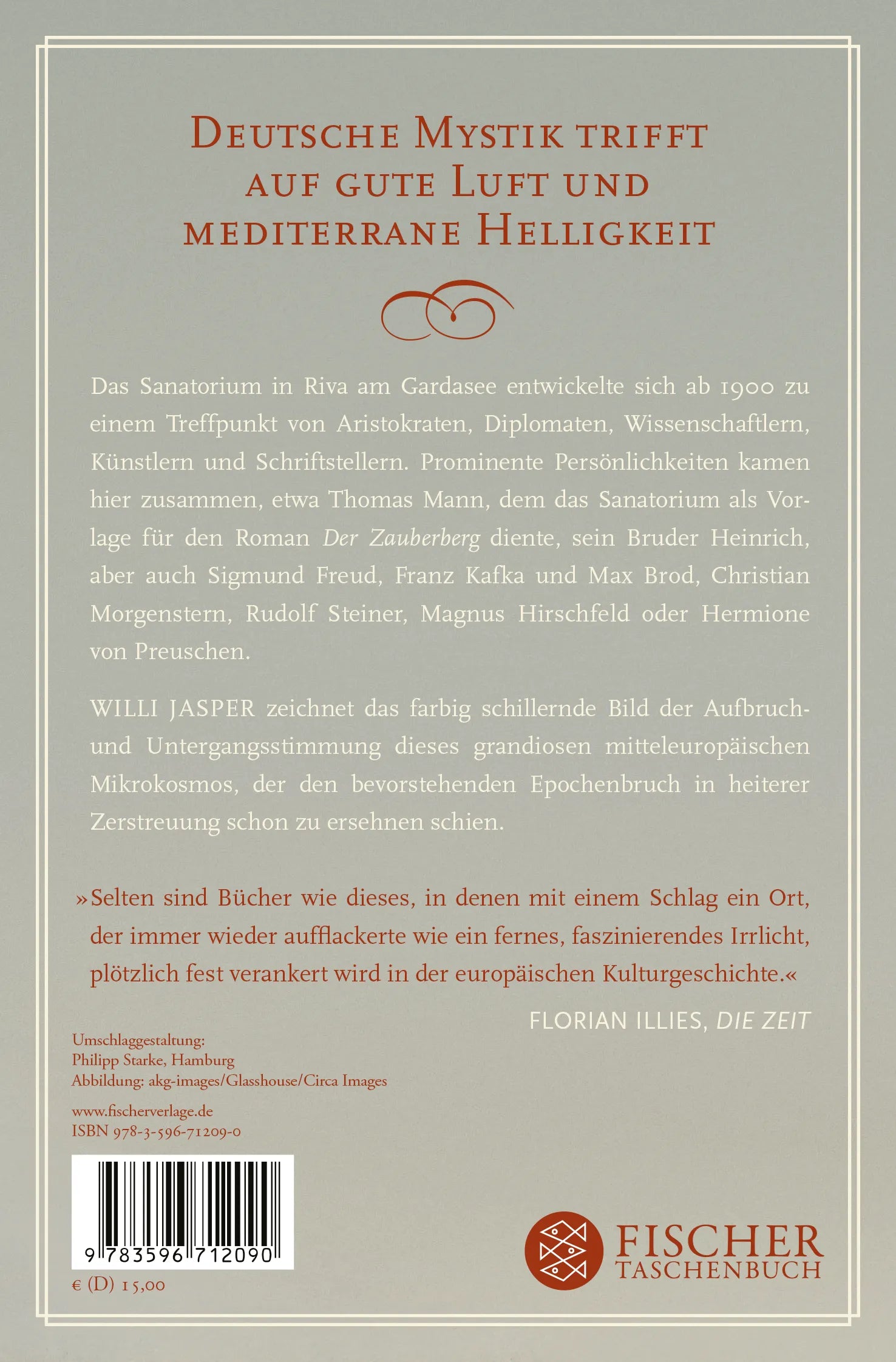 Buchrückseite von 'Zauberberg Riva' mit Klappentext - Taschenbuch