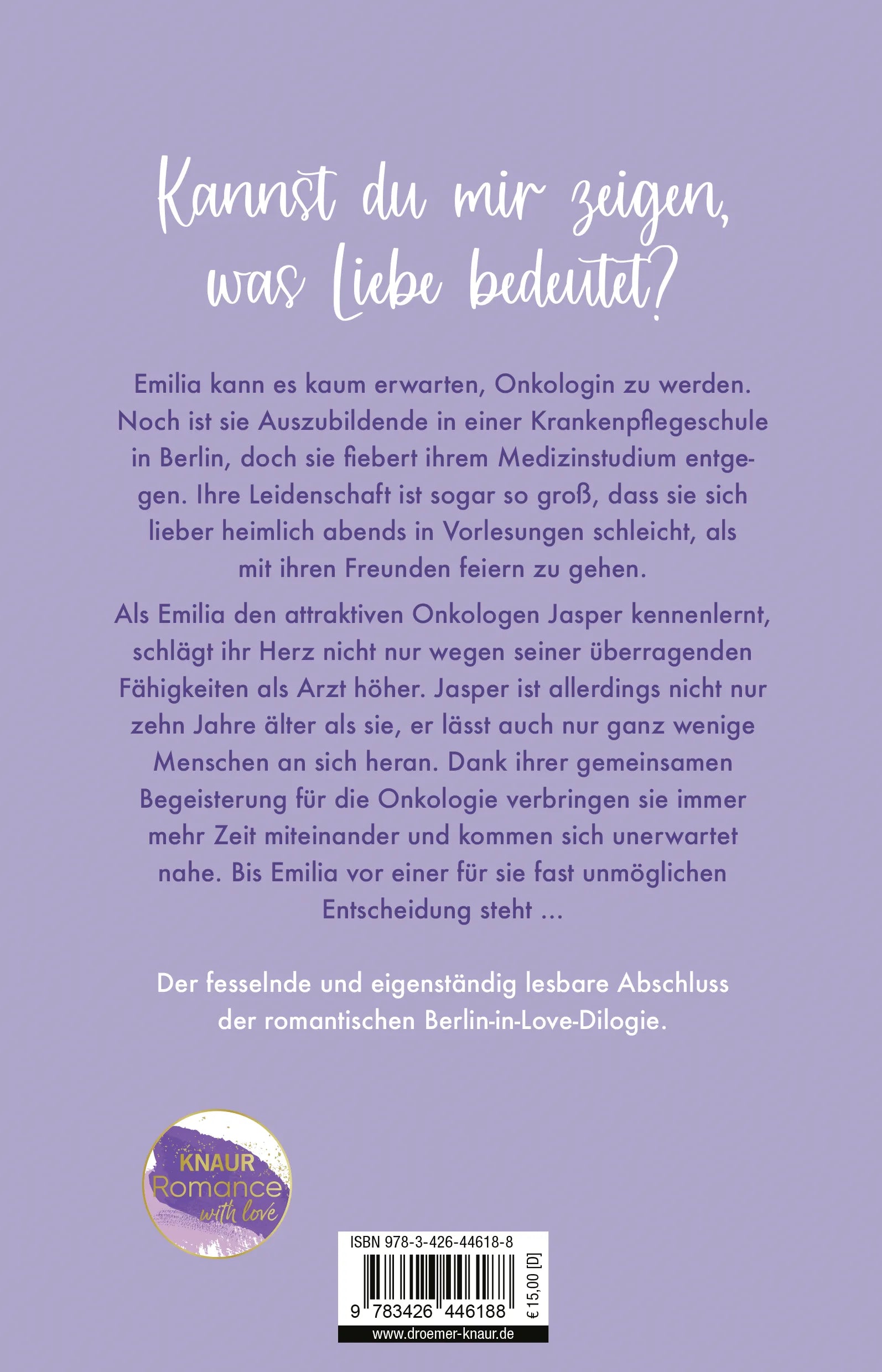 Buchrückseite von 'Zeig mir Für immer' mit Klappentext - Paperback
