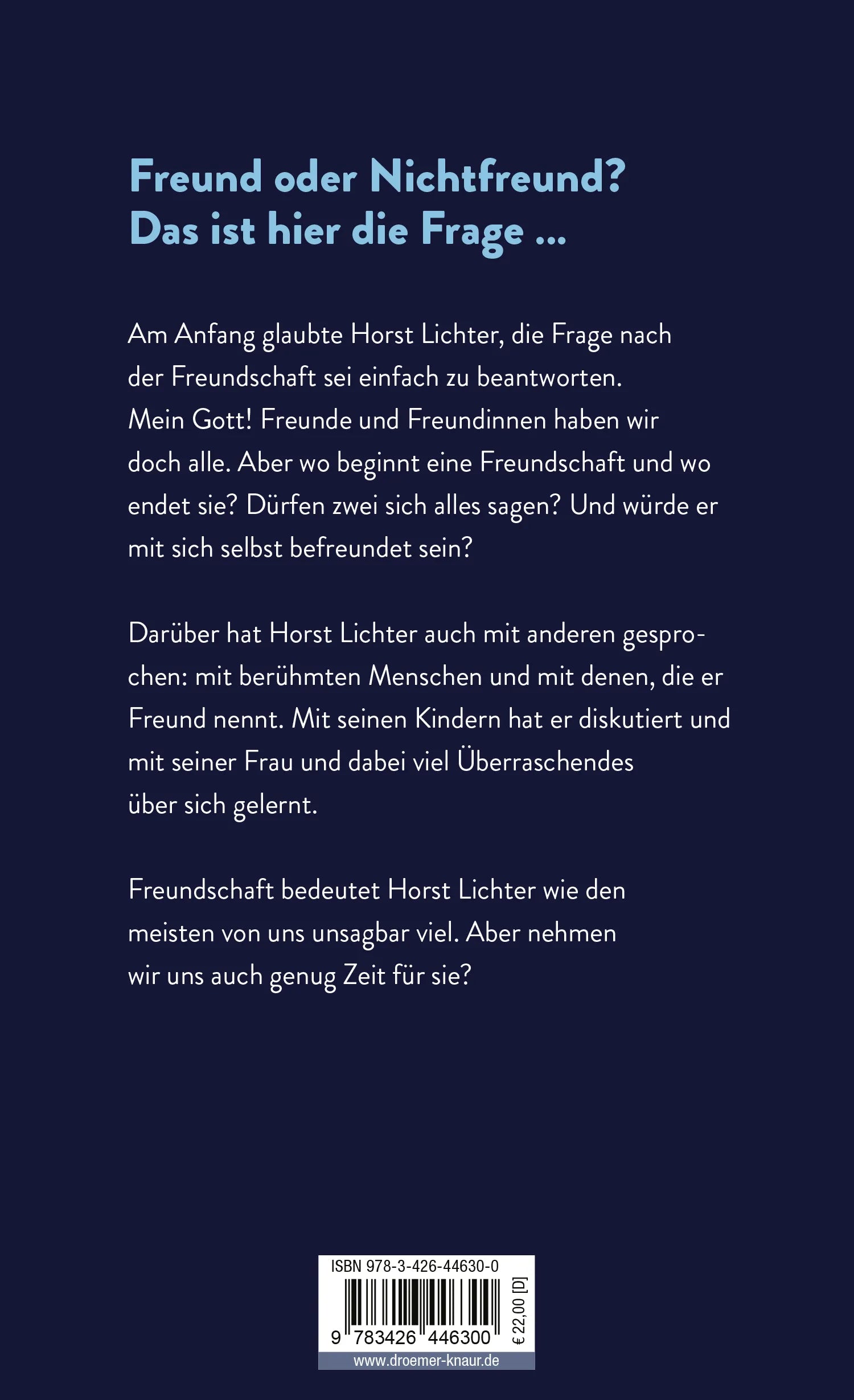 Buchrückseite von 'Zeit für Freundschaft?!' mit Klappentext - Gebundene Ausgabe