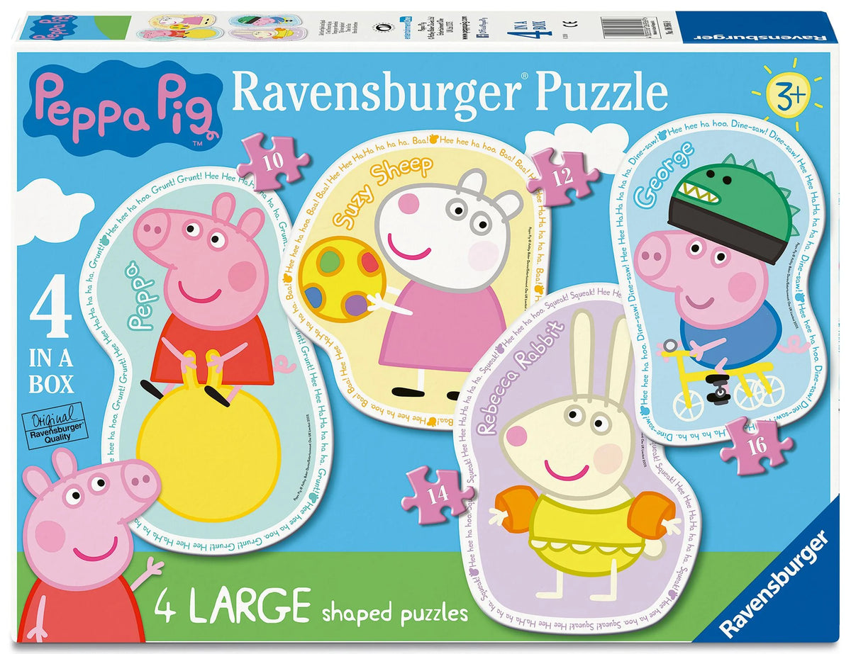 Legespiel: Ravensburger Kinderpuzzle 06956 - Zeit für Spiel und Spaß - 4 konturgeformte Puzzles mit 10, 12, 14 und 16 großen, stabilen Puzzleteilen, für kleine Peppa Pig-Fans ab 3 Jahren