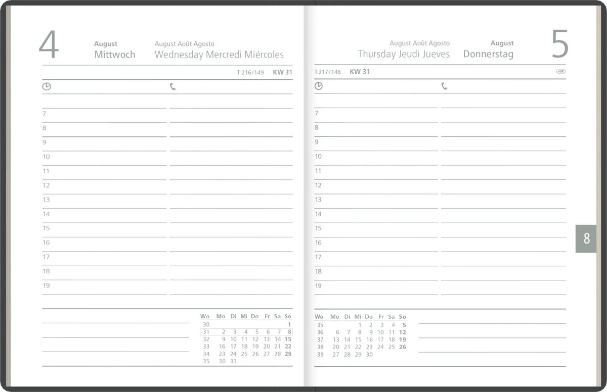 ZETTLER Taschenkalender 1T/1S anthrazit Blauer Engel* 2027 – Ansicht