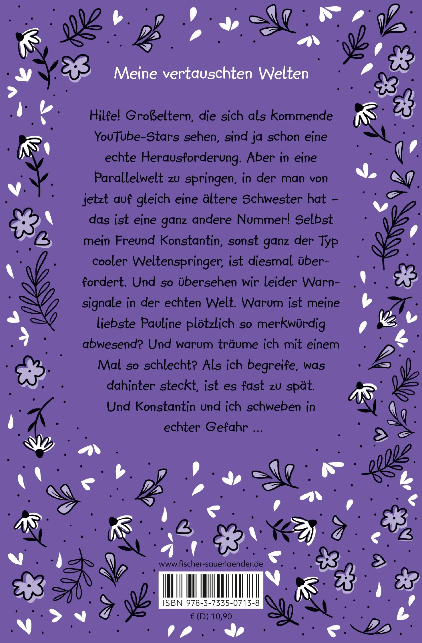 Buchrückseite von 'Zimt − Zwischen den Welten geküsst' mit Klappentext - Taschenbuch