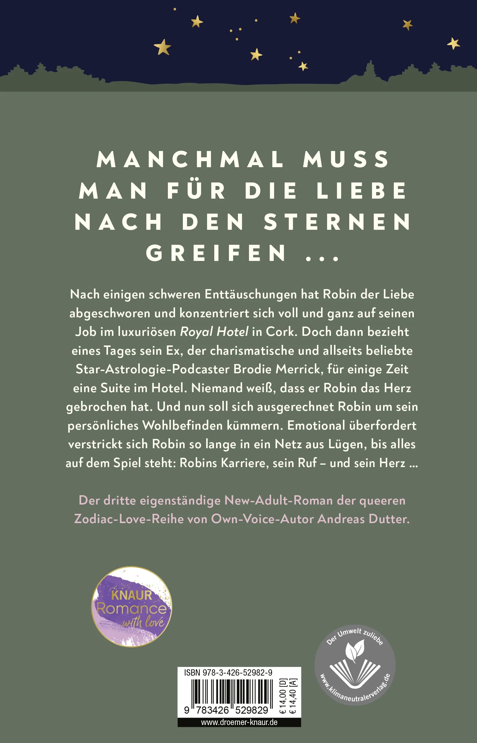 Buchrückseite von 'Zodiac Love: Infinity in Our Hearts' mit Klappentext - Paperback