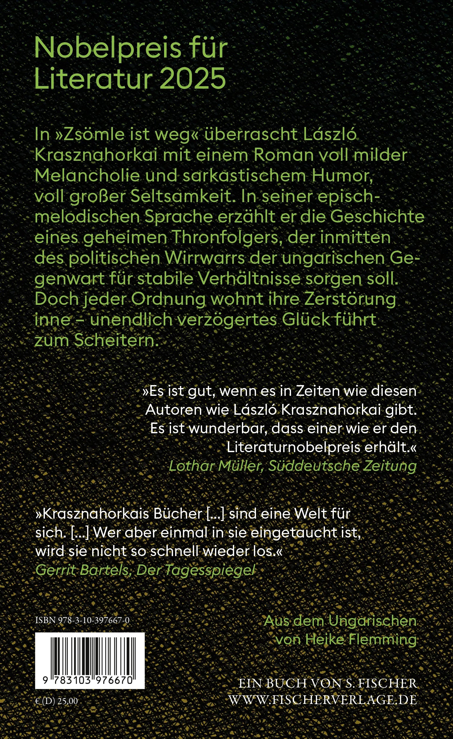 Buchrückseite von 'Zsömle ist weg' mit Klappentext - Gebundene Ausgabe
