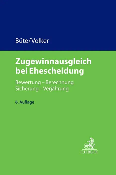 Buchcover von 'Zugewinnausgleich bei Ehescheidung' - Gebundene Ausgabe von Dieter Büte