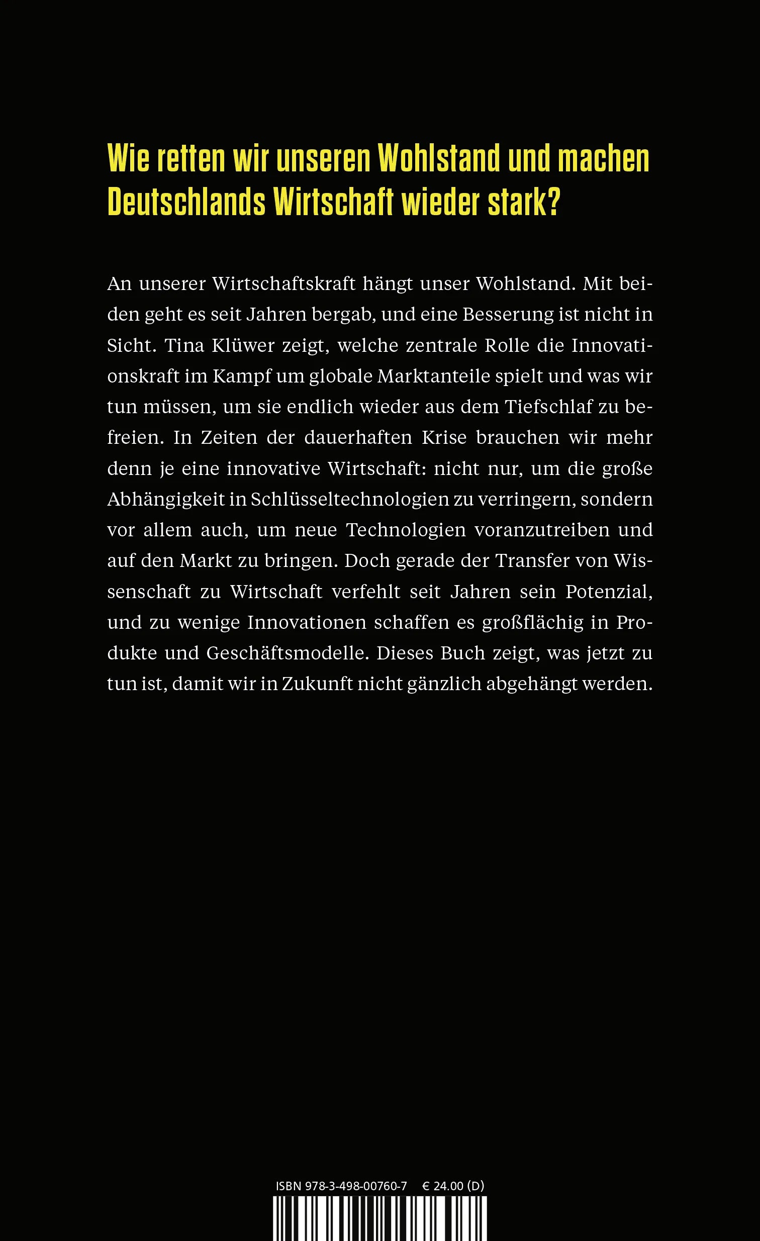 Buchrückseite von 'Zukunft made in Germany' mit Klappentext - Gebundene Ausgabe