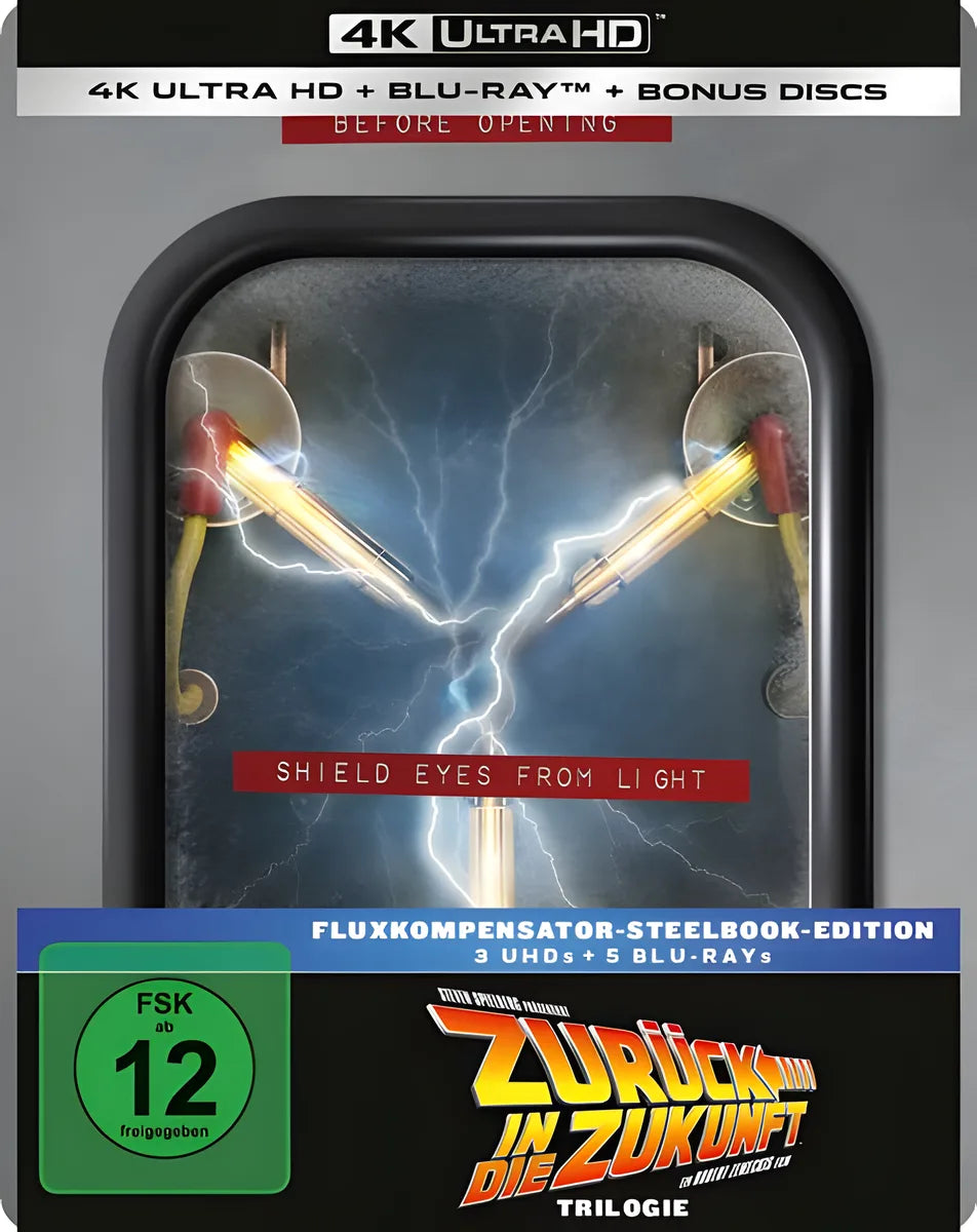 4K UHD Blu-ray-Cover: Zurück in die Zukunft – Trilogie – Fluxk.-Ed. (SB s). Regie: Robert Zemeckis