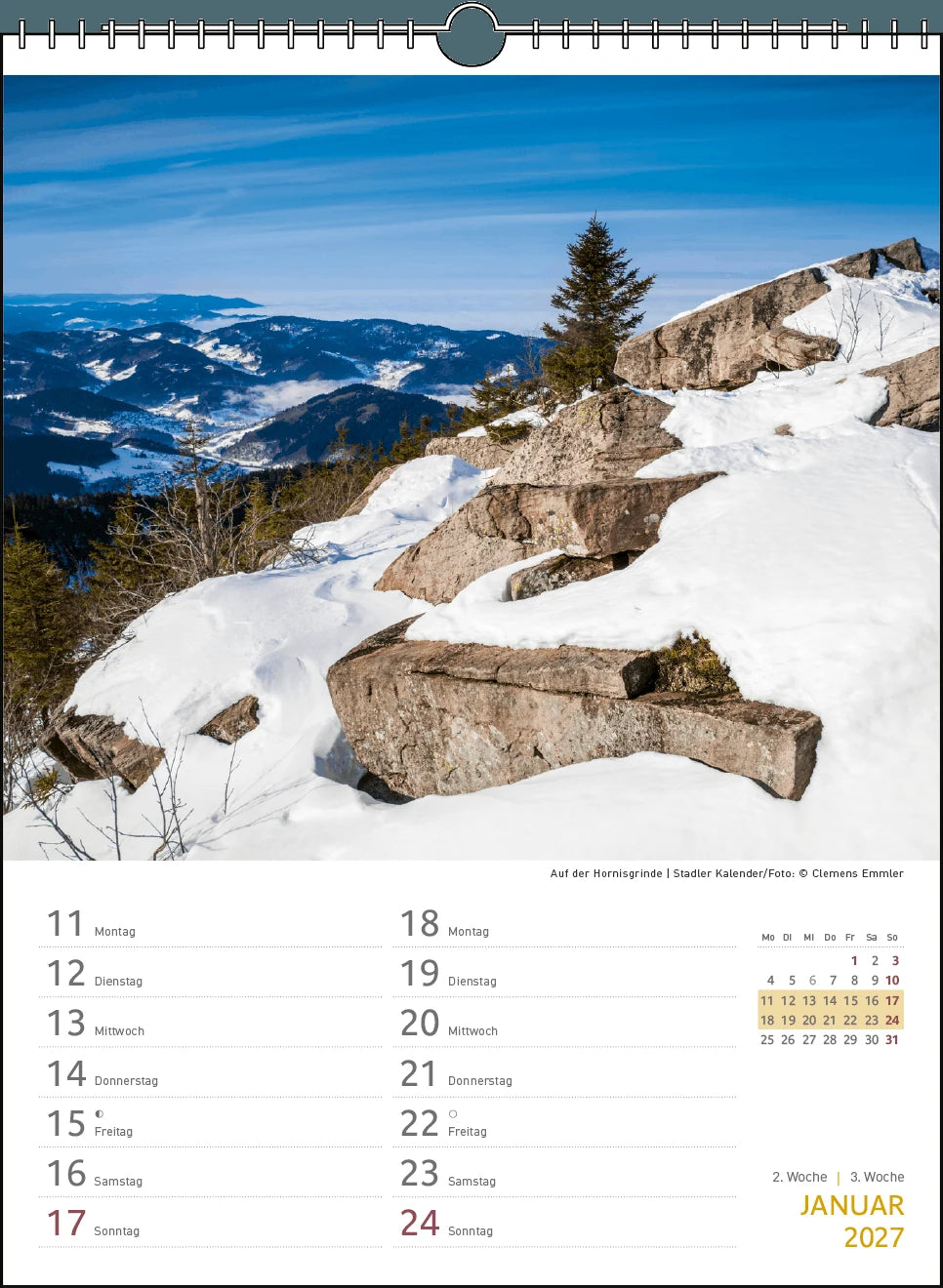 Zwei-Wochenplaner Schwarzwald 2027 – Ansicht