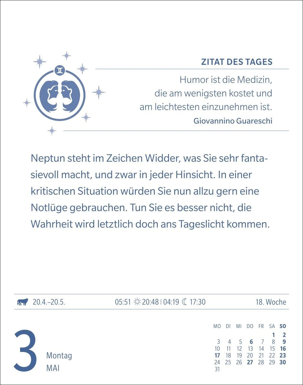 Zwillinge Sternzeichenkalender 2027 - Tagesabreißkalender - Ihr Horoskop für jeden Tag – Ansicht
