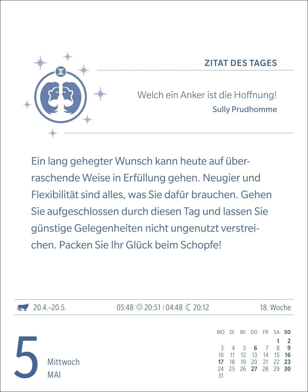 Zwillinge Sternzeichenkalender 2027 - Tagesabreißkalender - Ihr Horoskop für jeden Tag – Ansicht