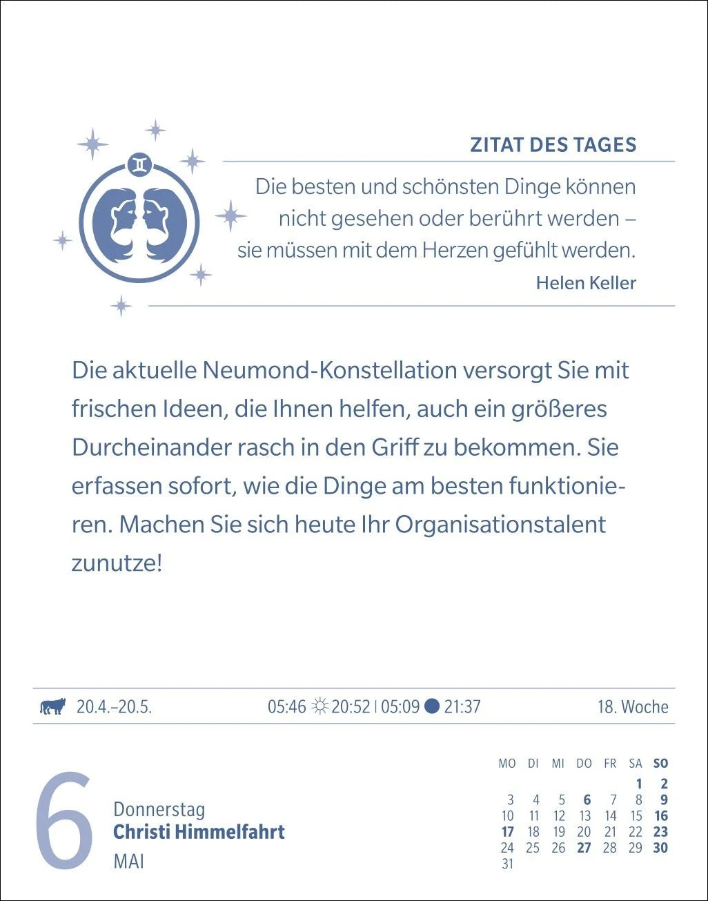 Zwillinge Sternzeichenkalender 2027 - Tagesabreißkalender - Ihr Horoskop für jeden Tag – Ansicht