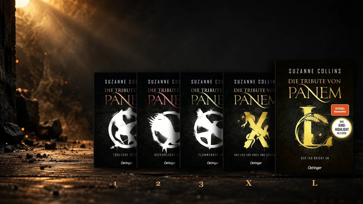 Die Tribute von Panem: die fünf Romane in Lesereihenfolge, von Tödliche Spiele bis Der Tag bricht an