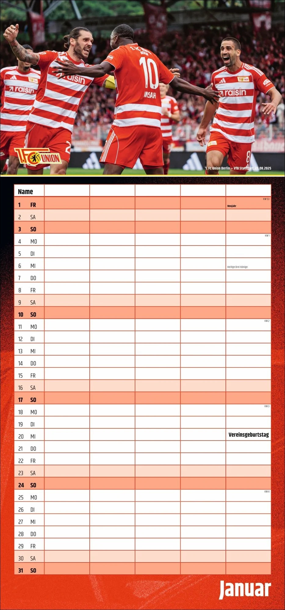 1. FC Union Berlin Familienplaner 2027 – Ansicht
