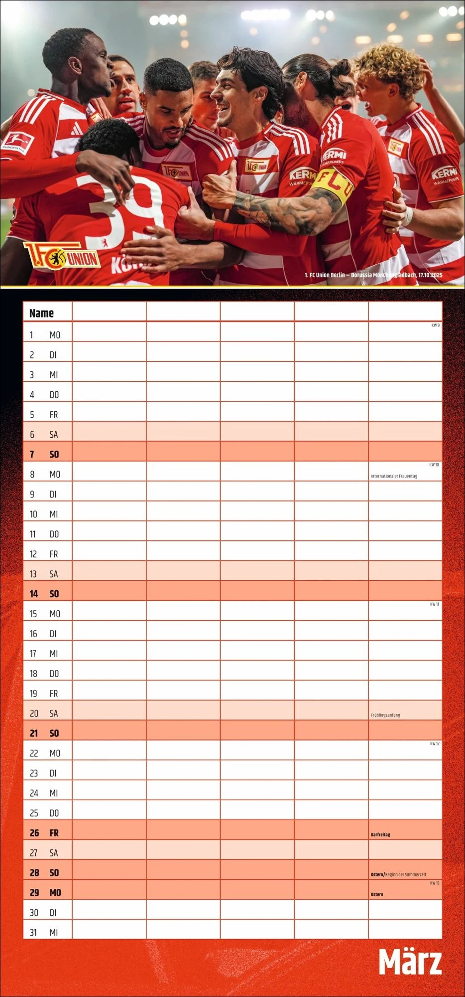 1. FC Union Berlin Familienplaner 2027 – Ansicht