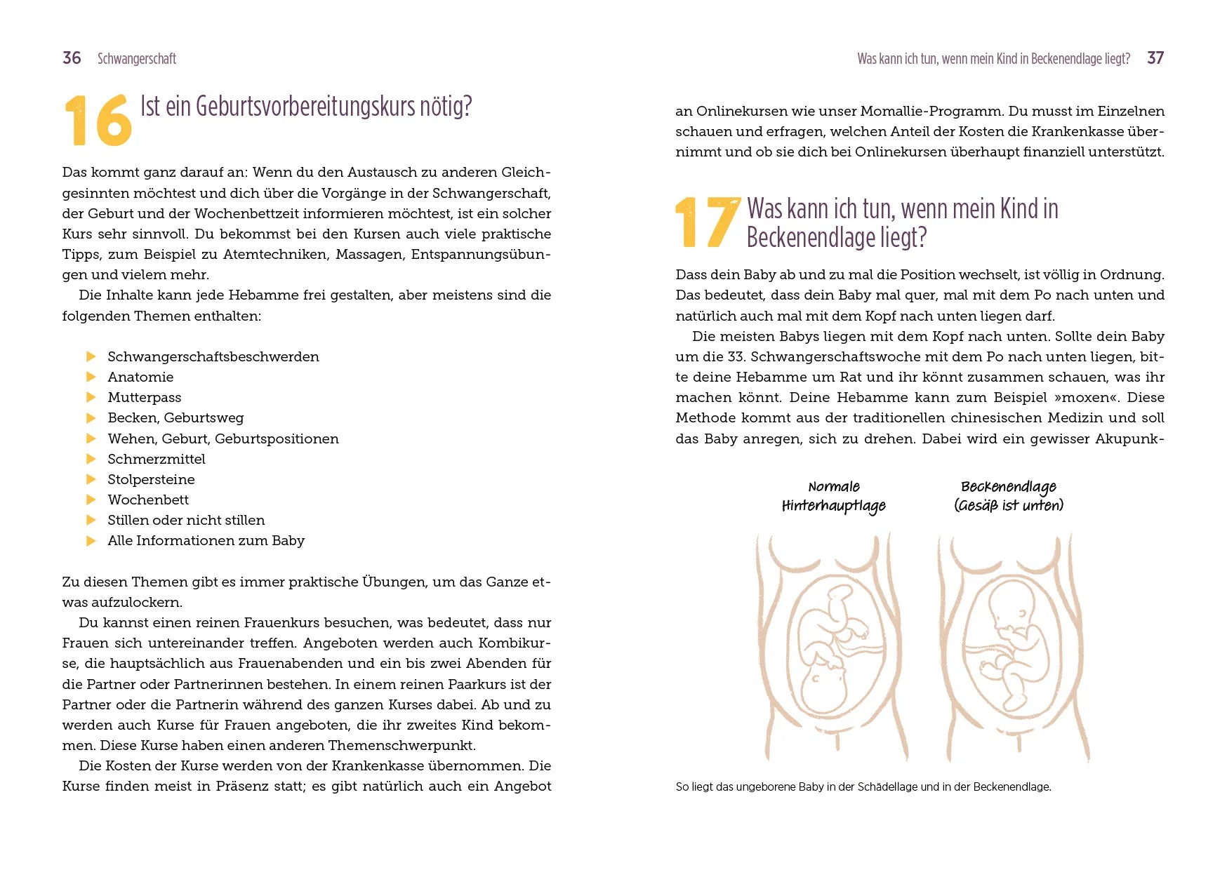 Innenansicht von '100 Fragen an deine Hebamme' - Taschenbuch