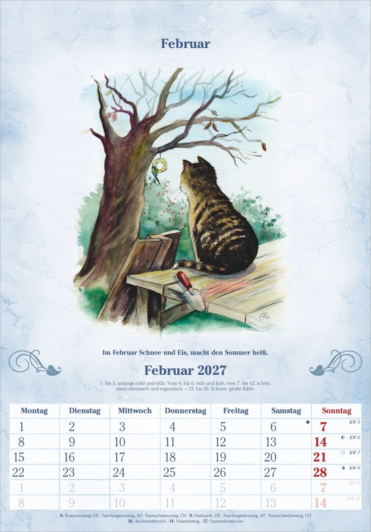 100-jähriger Kalender 2027 – Ansicht