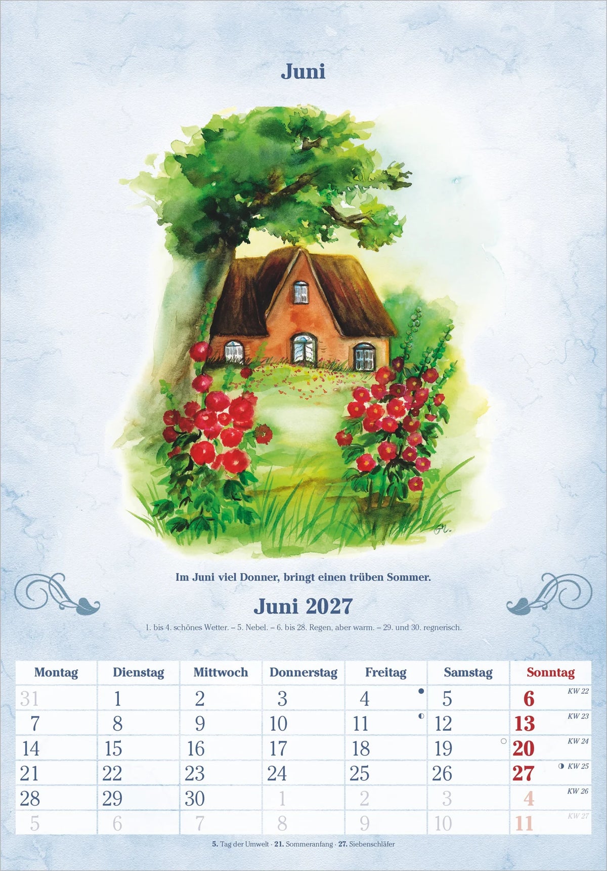 100-jähriger Kalender 2027 – Ansicht