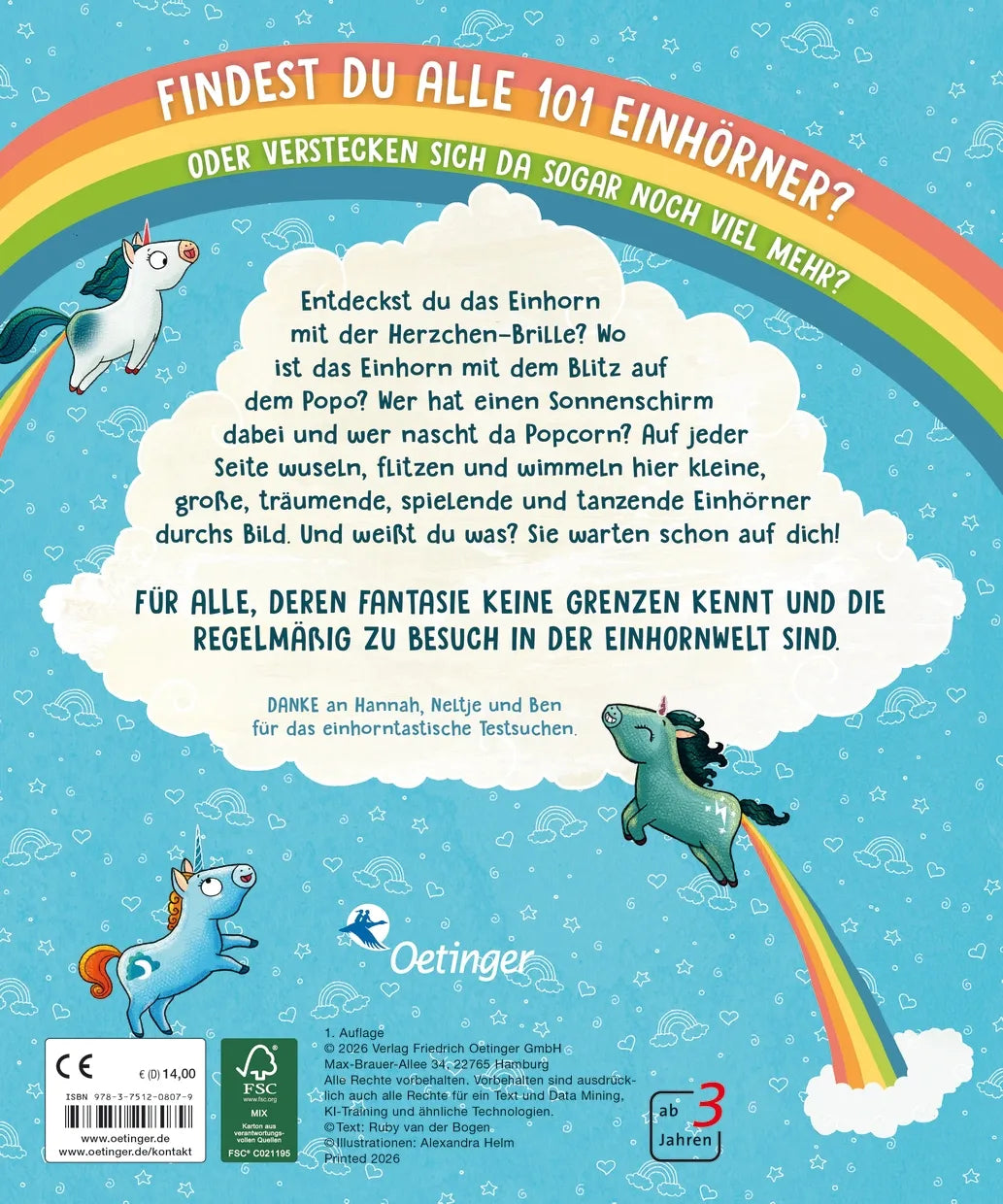 Rückseite: 101 Einhörner. Mein fabelhaftes Suchbuch (Hardcover)