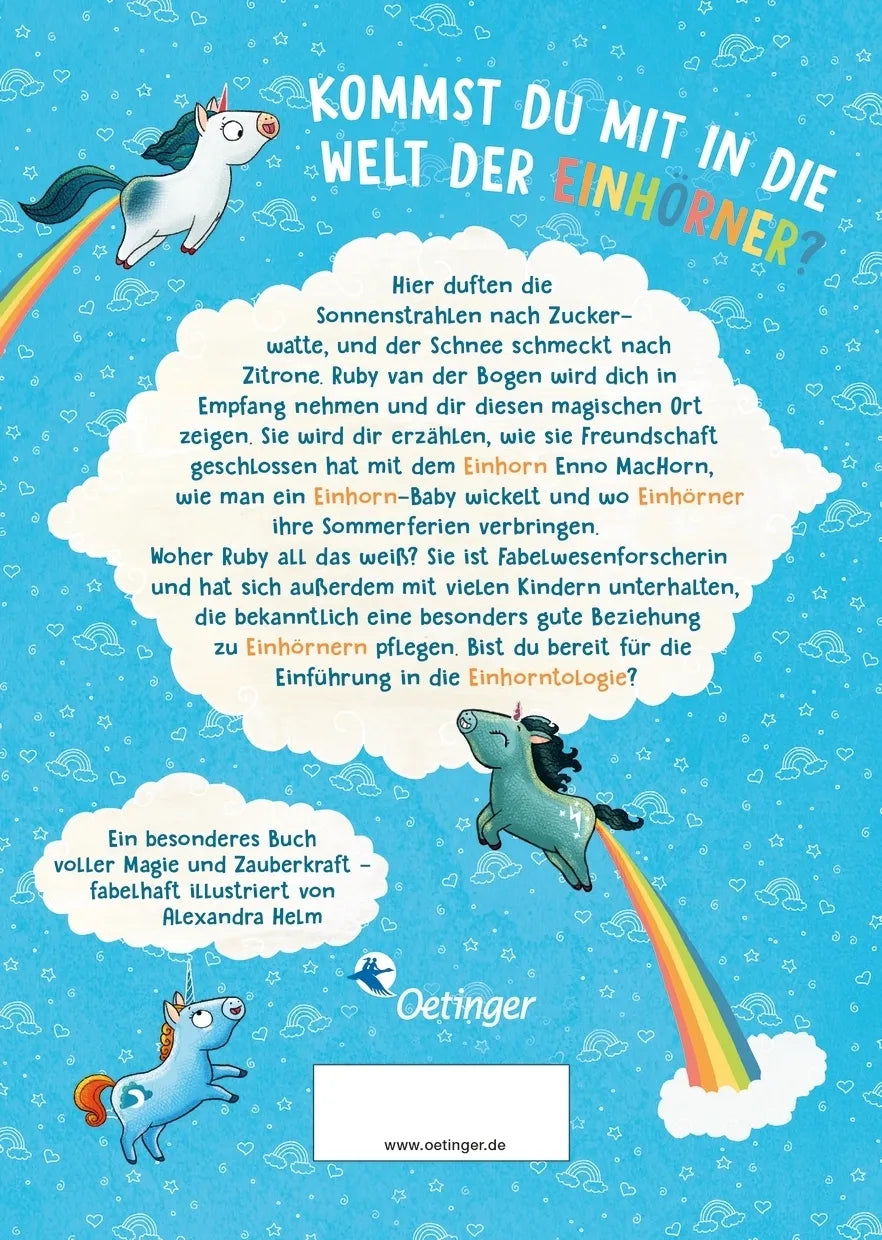 Buchrückseite von '101 Einhörner und fabelhafte Geschichten zum Vorlesen' mit Klappentext - Gebundene Ausgabe