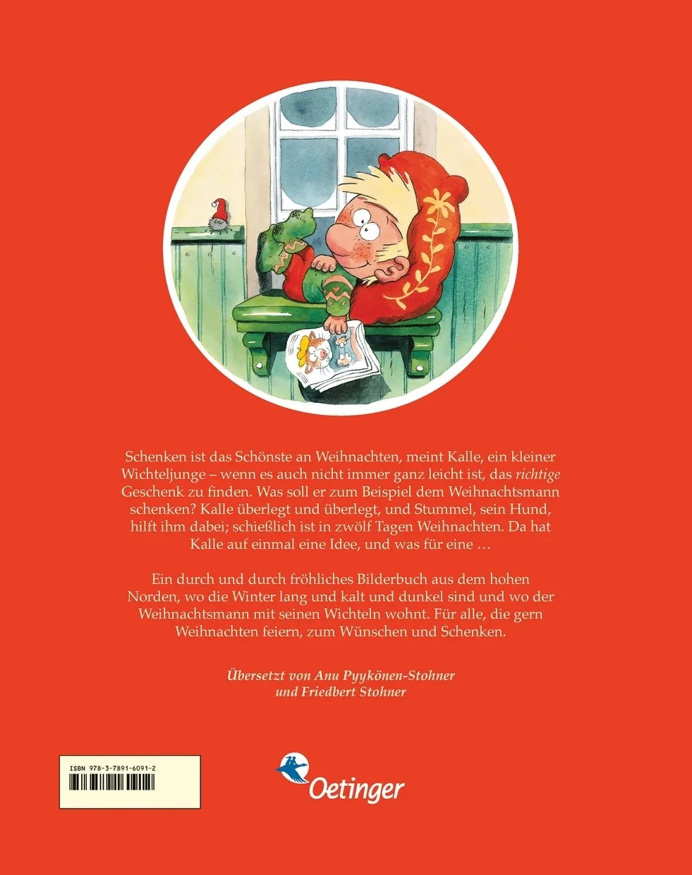 Buchrückseite von '12 Geschenke für den Weihnachtsmann' mit Klappentext - Gebundene Ausgabe