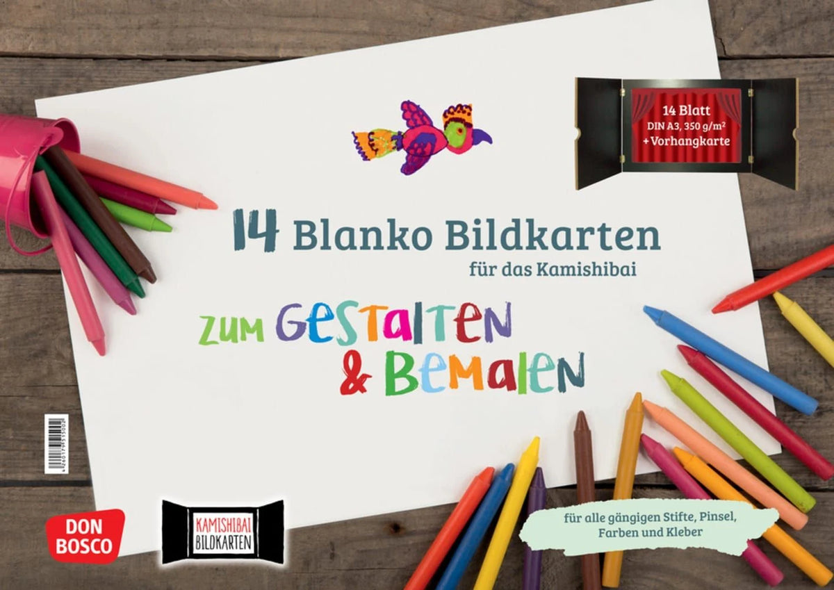 Gesellschaftsspiel: 14 Blanko Bildkarten zum Gestalten & Bemalen für das Kamishibai