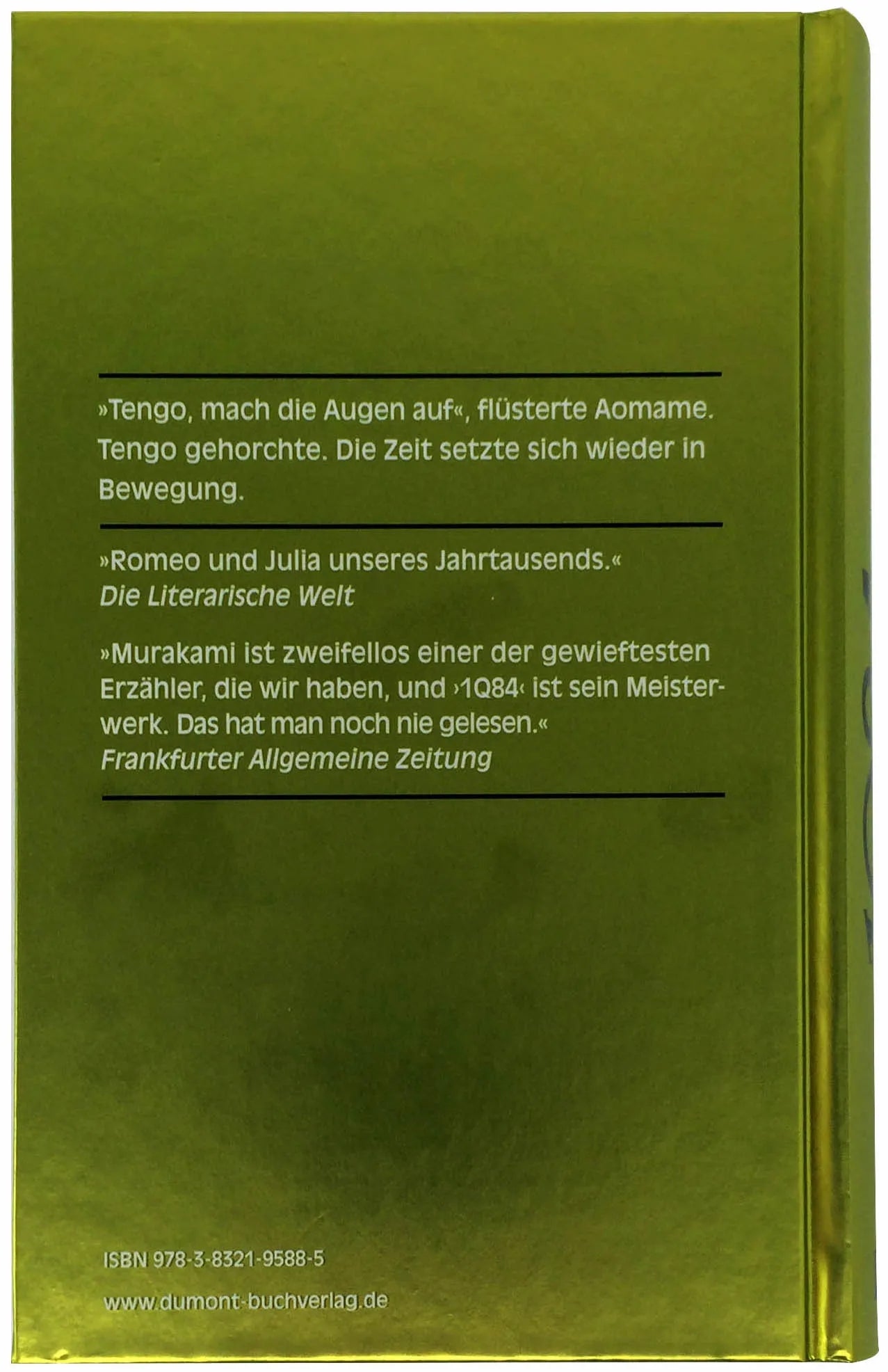 Buchrückseite von '1Q84. Buch 3' mit Klappentext - Gebundene Ausgabe