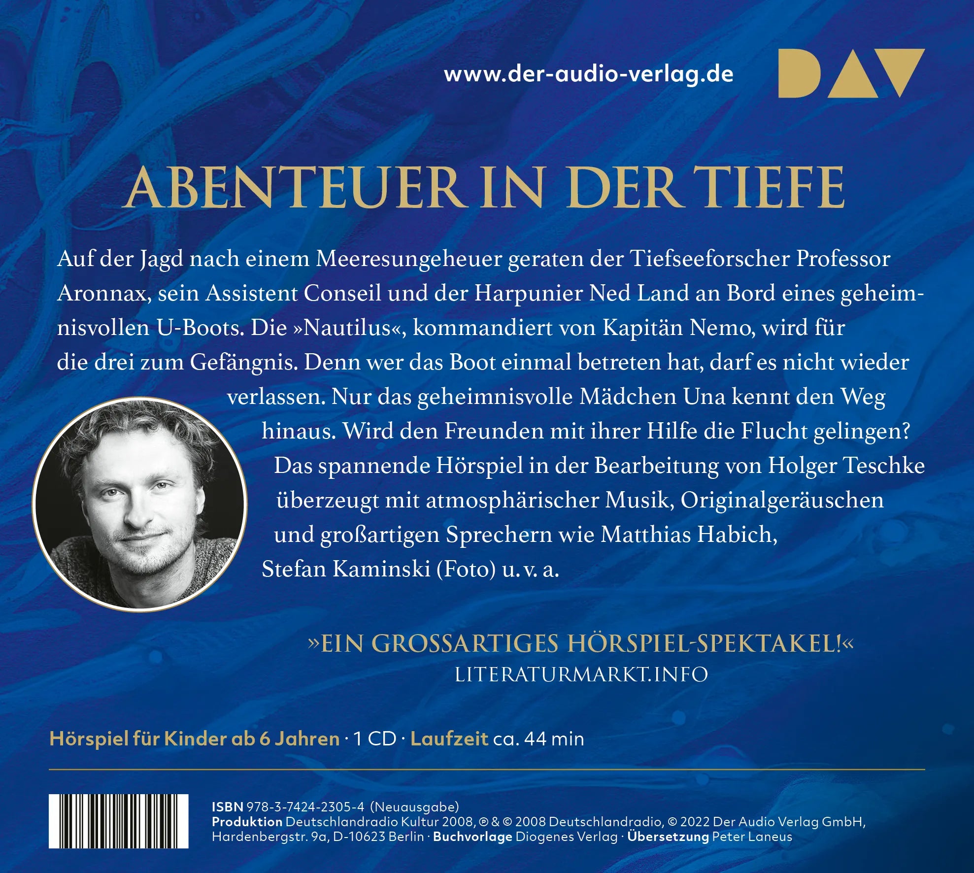 Buchrückseite von '20.000 Meilen unter dem Meer' mit Klappentext - Hörbuch (CD)