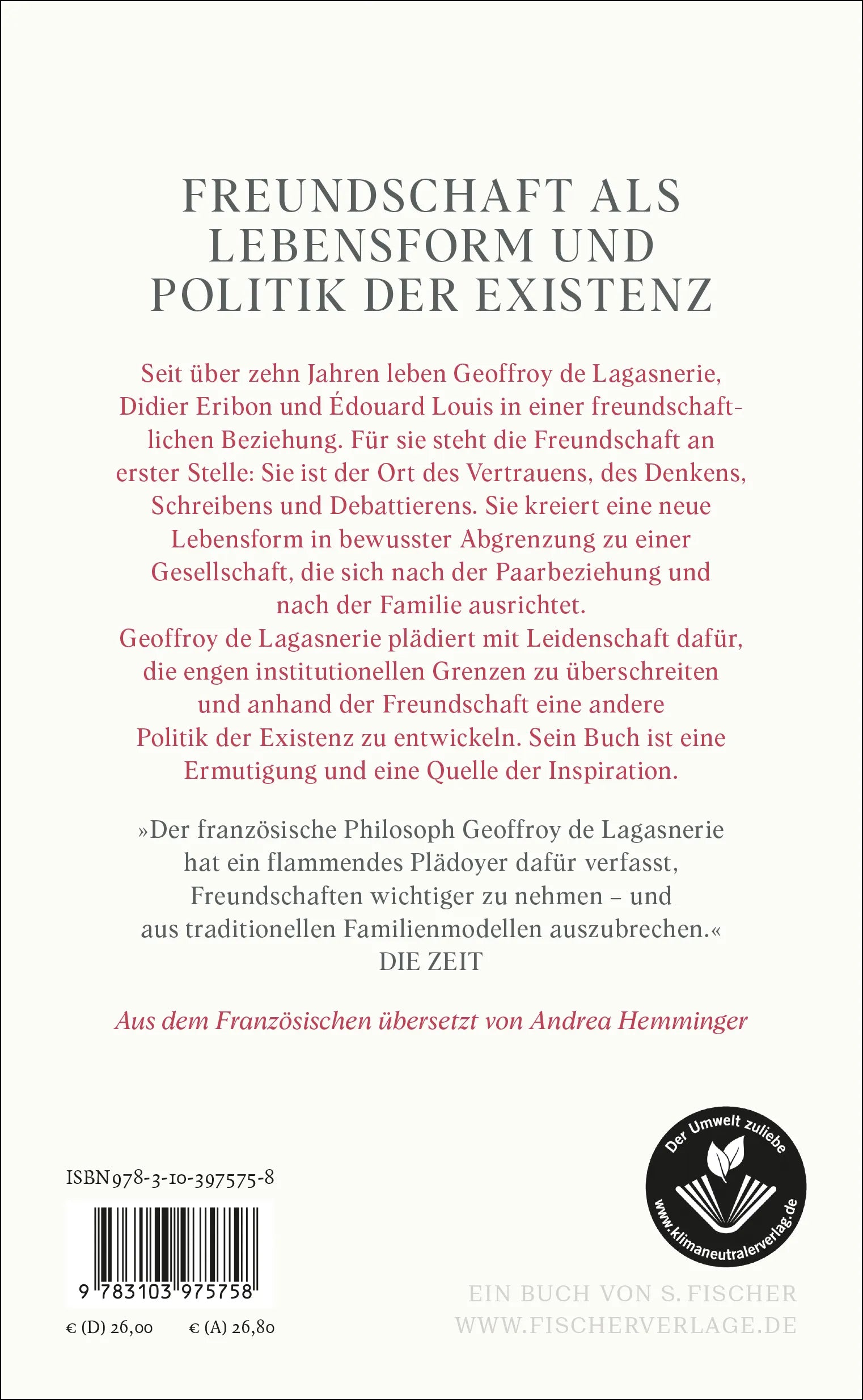 Buchrückseite von '3 – Ein Leben außerhalb' mit Klappentext - Gebundene Ausgabe