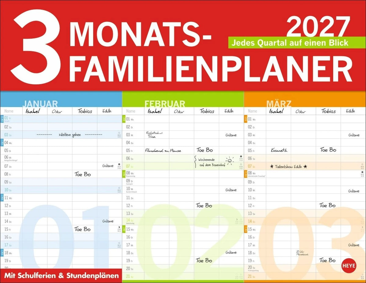 Familienplaner: 3-Monats-Familienplaner 2027