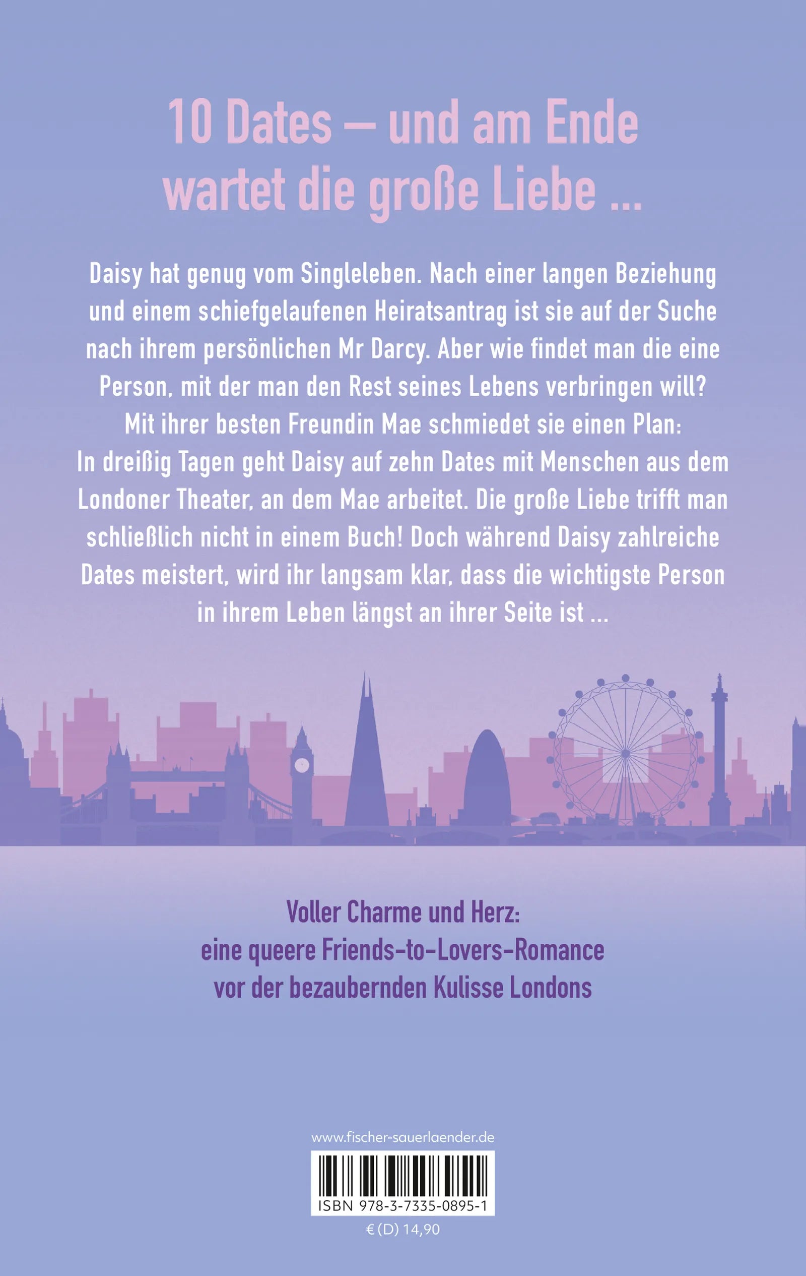 Buchrückseite von '30 Days, 10 Dates & 1 Drama' mit Klappentext - Paperback
