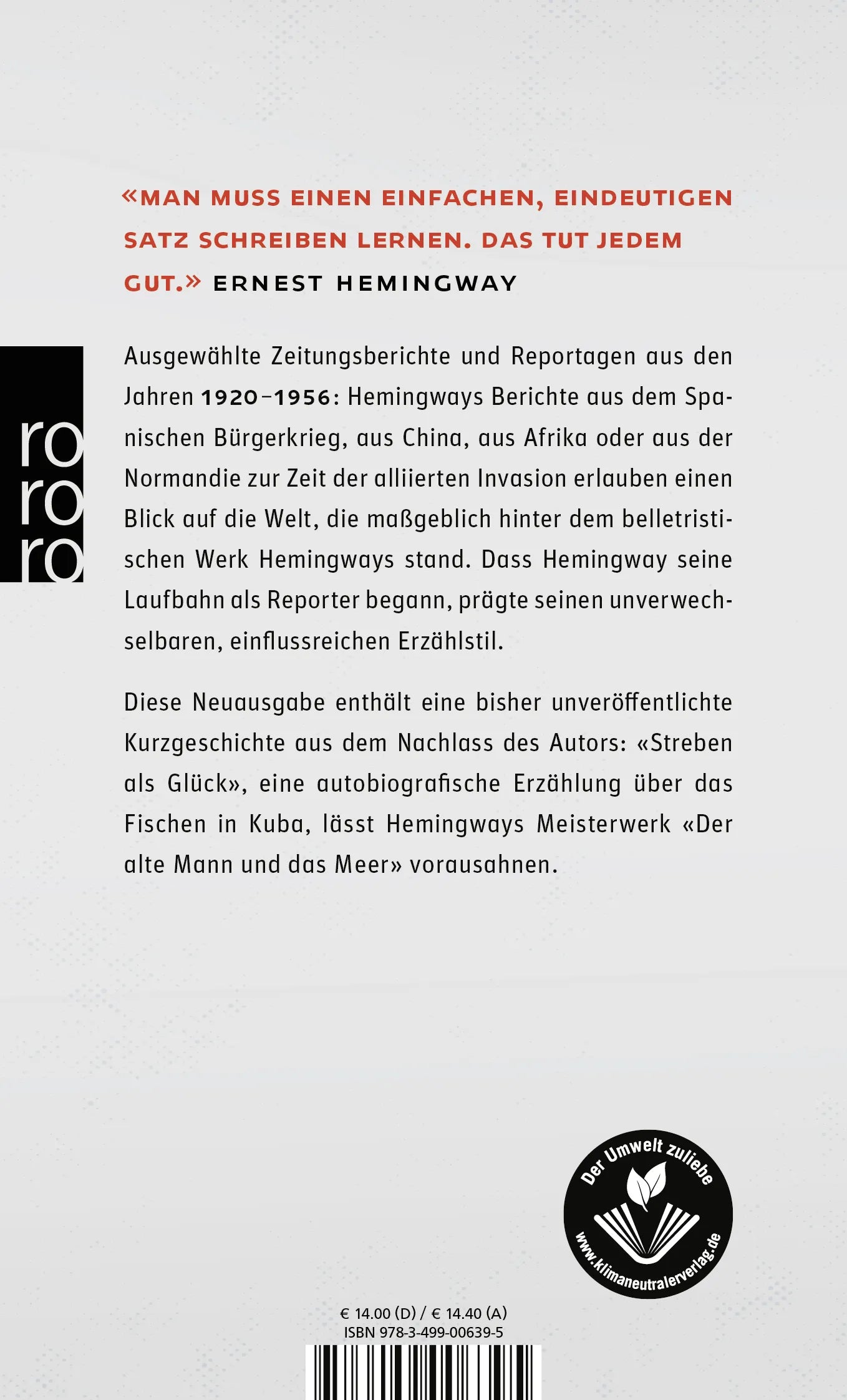 Buchrückseite von '49 Depeschen' mit Klappentext - Taschenbuch