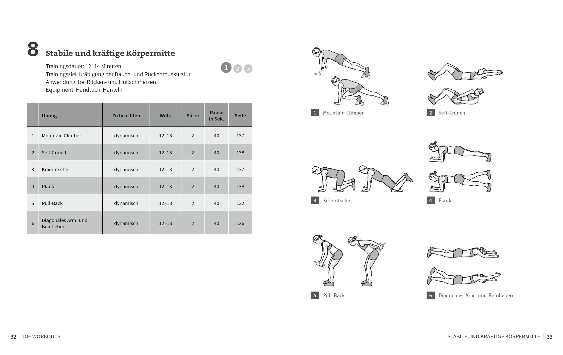 Innenansicht von '50 Workouts – Raus aus der Schmerzfalle' - Taschenbuch