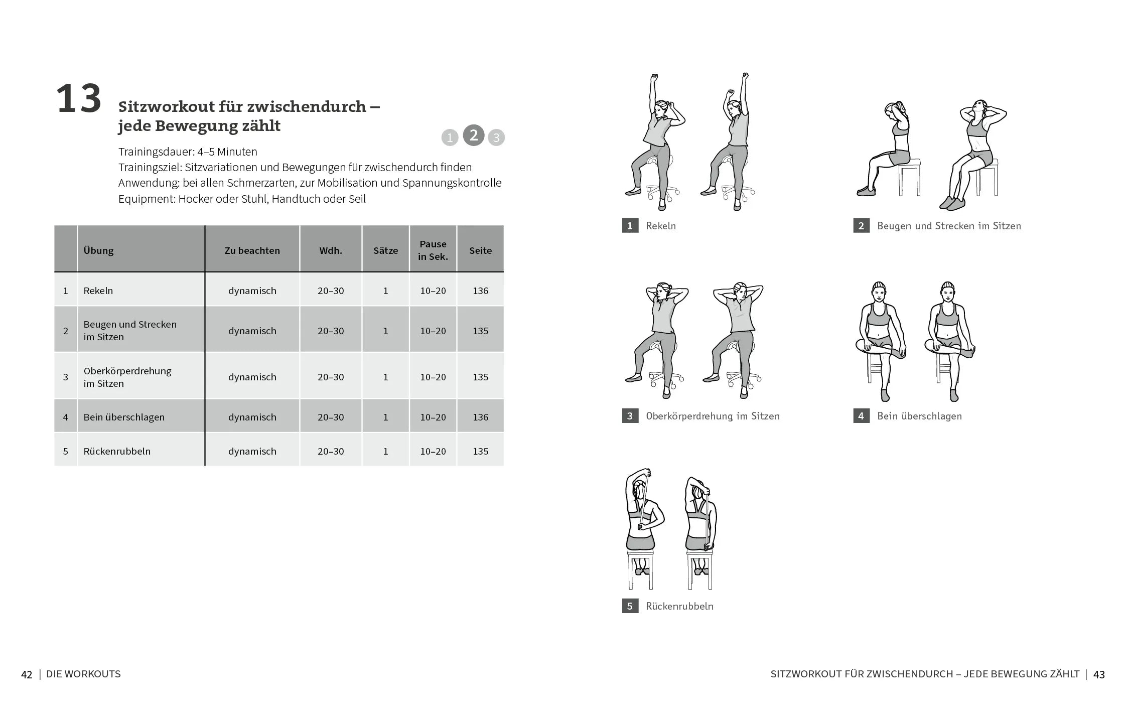 Innenansicht von '50 Workouts – Raus aus der Schmerzfalle' - Taschenbuch